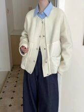 彧言 2026新款女短款小个子圆领休闲羽绒服拼接羊毛呢韩版外套女