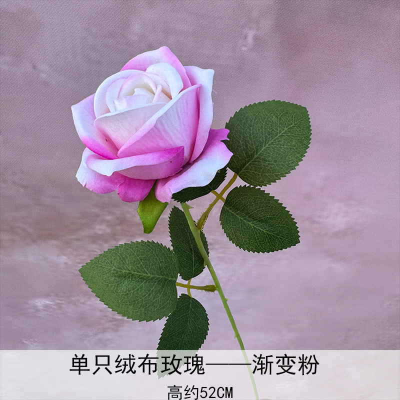 Artificial Rosa sola franela Rosa flor artificial boda decoración del hotel decoración del hogar arreglo de flores flor artificial Rose