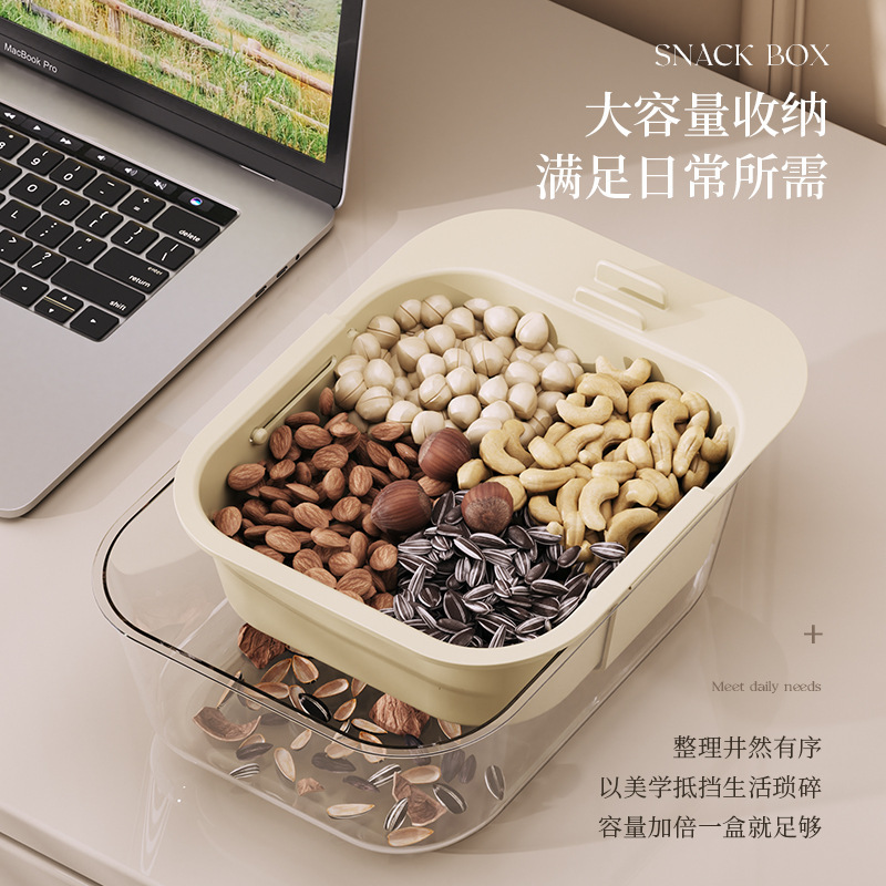 Household Lazy Double-layer snack box Drainable fruit tray with trash can Dried fruit double-layer storage box
