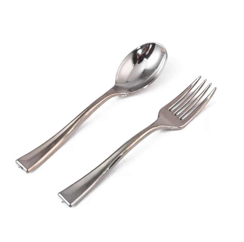 Disposable plastic fork polypropylene, small dessert spoon