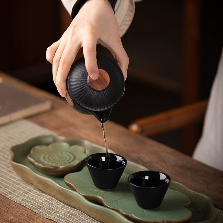 Tea tray home new small dry tea table Japanese tea table retro tea set drainage storage style Kung Fu tea sea