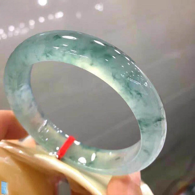 翡翠ブレスレット、氷種花翡翠ブレスレット、丸棒、老坑晴水翡翠ブレスレット、ペンダント、女性モデル|undefined