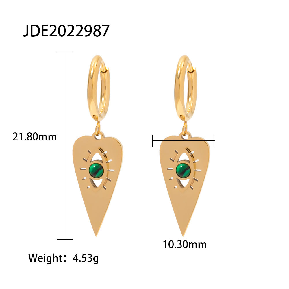 Fashion Eye Stainless Steel Drop Earrings Plating Inlay Natural Stone Stainless Steel Earrings 1 Pai