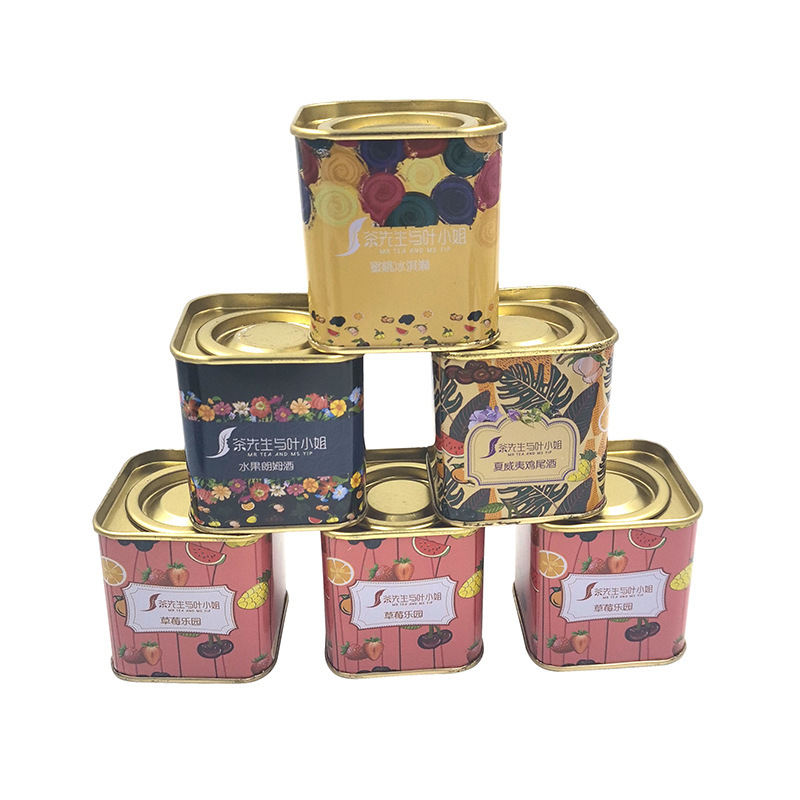 Manufacturer Customized Scented Tea Tin Can Tea Industry Series Sealed Moisture-Proof Tinplate Can Jasmine Tea Cassia Seed Small Square Can