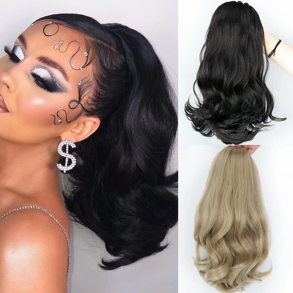 Cauda de caballo pelucón de garra clip de cabello corto cabello natural flor de pera quemado micro-roll de cola de caballo alta puede atar la cola de caballo baja