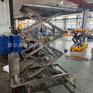 304 stainless steel non-standard manual semi-electric scissors hydraulic lifting platform car food and medicine workshop