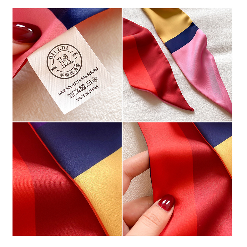 Color-blocking Striped Long Silk Scarf display picture 7