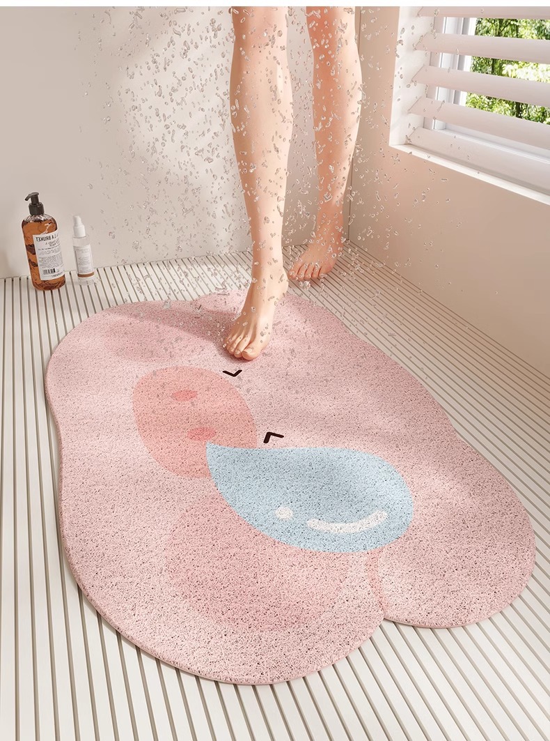 Bathroom Silk Ring Floor Mat Non-Slip Anti-Drop-Resistant Floor Mat for Shower Room and Bath Special-Shaped Hollow Drain Floor Mat for Toilet