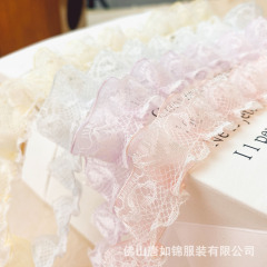 唐如錦二重雪紗レース割引木耳しわ服装児童服包装スカート装飾diy材料