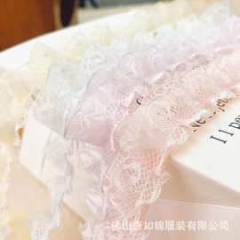 唐如锦 双层雪纱蕾丝打折木耳褶皱服装娃衣包装裙子装饰diy材料