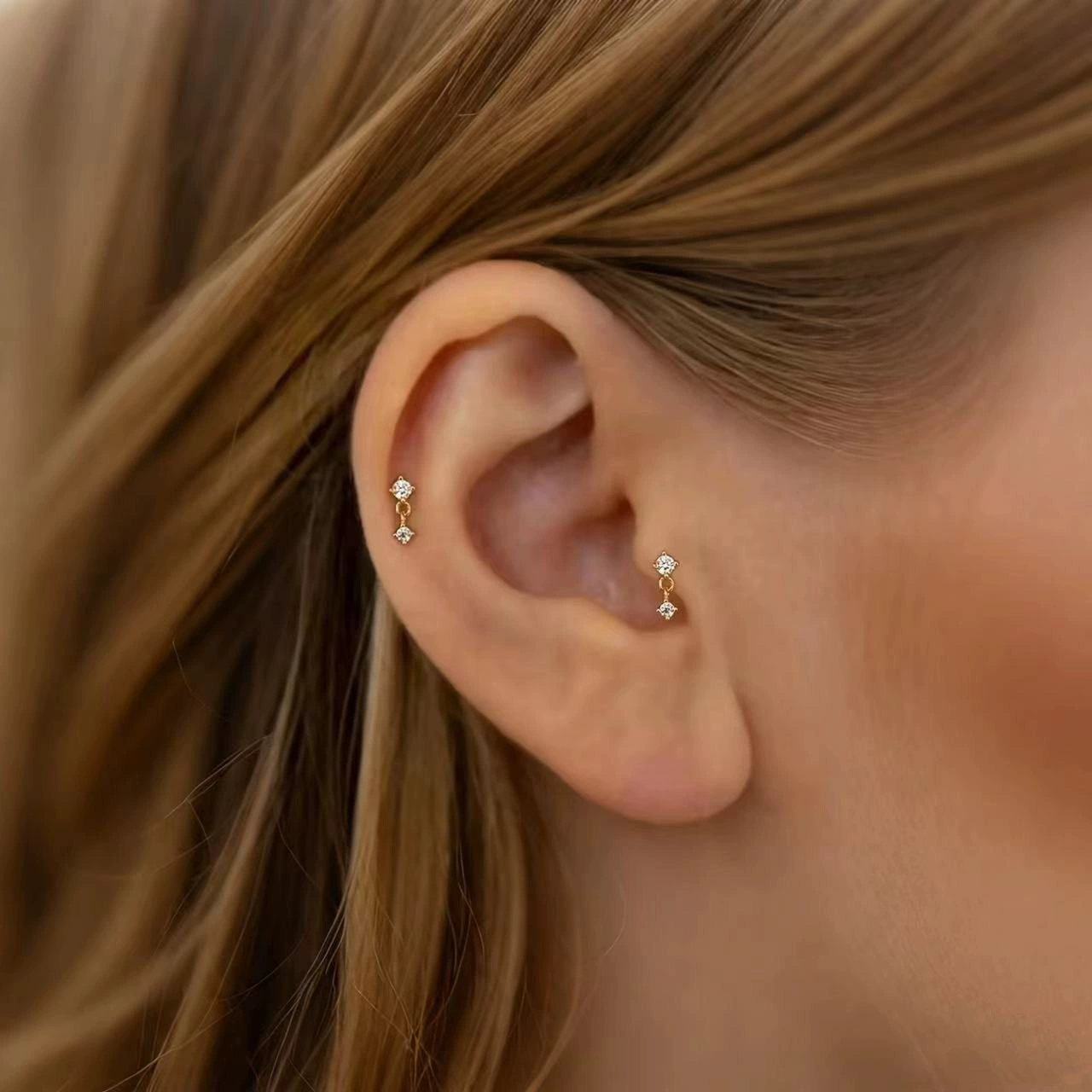 Европейские и американские трансграничные сережки из стерлингового серебра S925 позолоченные серьги-серьги модные женские циркон-подвесные серьги 2025 новый стиль