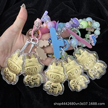 999足金熊猫手机链黄金卡通库洛米哆啦A梦包包挂件饰钥匙扣