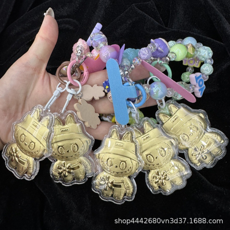 999足金熊猫手机链黄金卡通库洛米哆啦A梦包包挂件饰钥匙扣