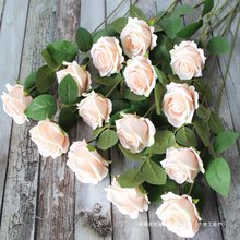 玫瑰花单支假玫瑰花客厅装饰花绒布红玫瑰花束绢花