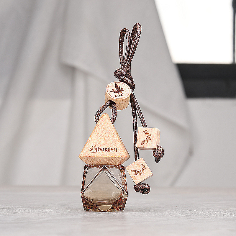 G014-8ml 車用ストラップ車用アロマセラピーボトルペンダントミニ揮発性ガラス詰め替えエッセンシャルオイル空ボトル