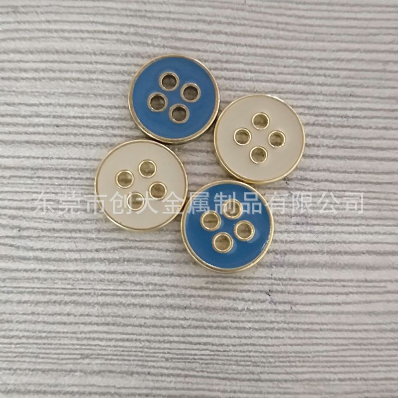 厂家供应11.5mm合金四孔钮 手缝钮  18L钉线钮  缝线钮  金属钮扣