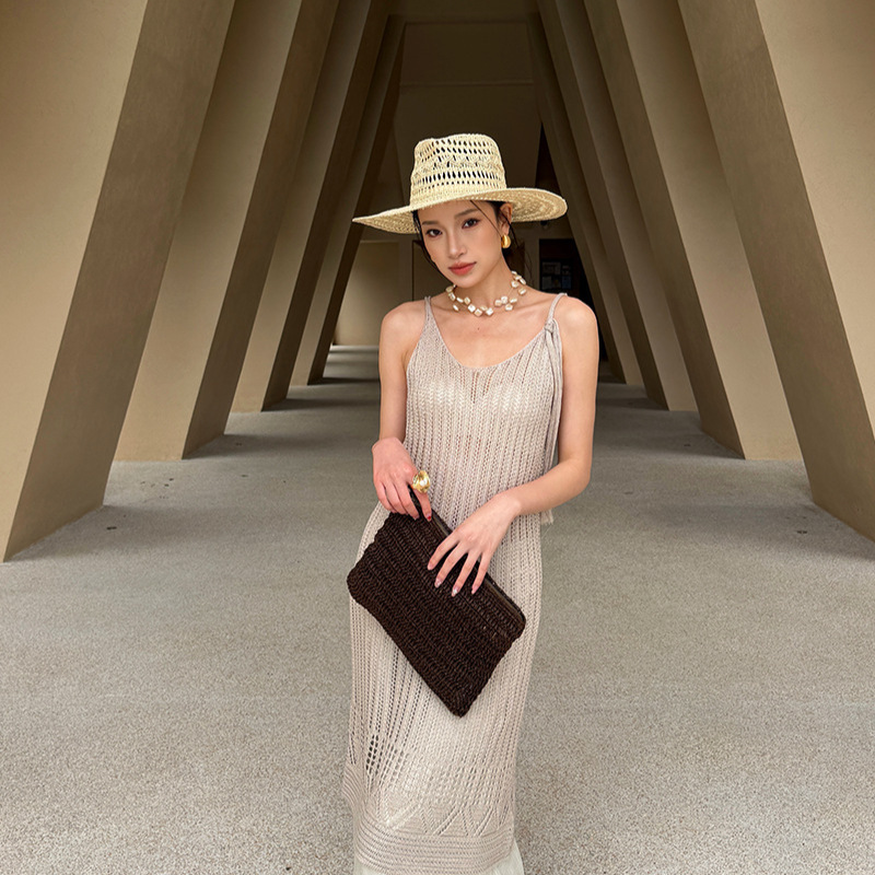 Elsissi French Resort Style Airy Cut Out Dress for Women 2026 Summer New Style See-Through Mid-Length Skirt Elsissi French Resort Style Airy Cut Out Dress for Women 2026 Summer New Style See-Through Mid-Length Skirt