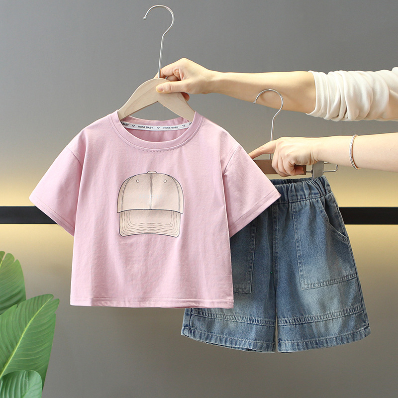 7857 traje de verano para niños 2025 nuevos pantalones cortos de manga corta atractivos para niños de dos piezas ropa de verano para bebés de moda