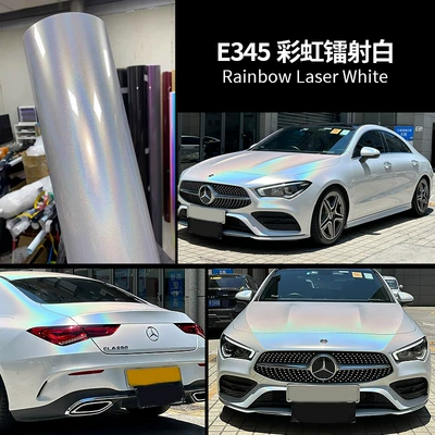 Car Color-Changing Film, Rainbow Laser Black and White, Brocade Gray, Chameleon Body, Motorcycle Color-Changing Film, Modification Stickers (Auto Color Change Film) - rainbow-laser-white-152m-17m