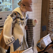 2025秋冬新款韩版宽松慵懒风费尔岛套头毛衣百搭针织衫上衣女潮