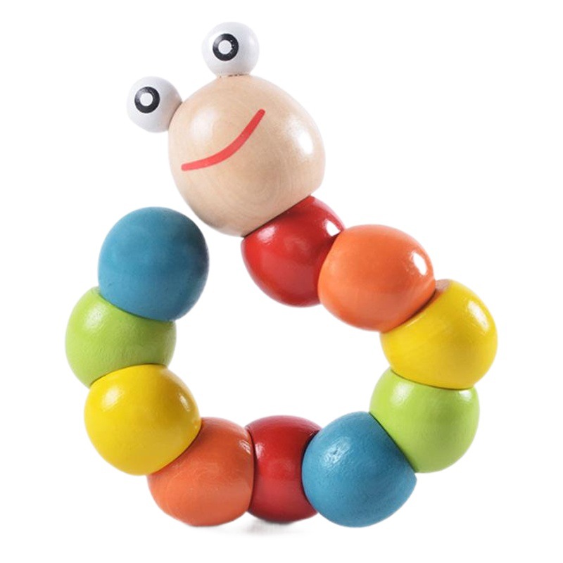 Juguetes Educativos para niños simulación gusano torcido de madera muñeca animal oruga