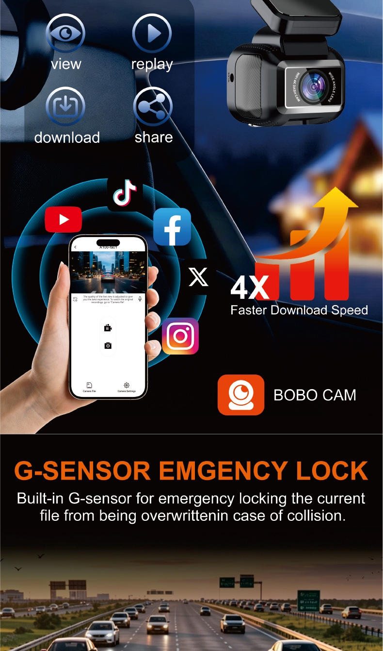 Private model touch screen dashcam cross-border wholesale 4K ultra-high-definition 5G Wi-Fi high-definition dual recording GPS car camera
