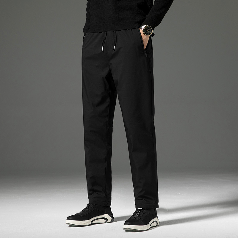 Down Pants Men's Thickened Warm Middle-aged and Elderly People's Slim-fit plus size Loose Straight Casual Winter Outer Wear Pants