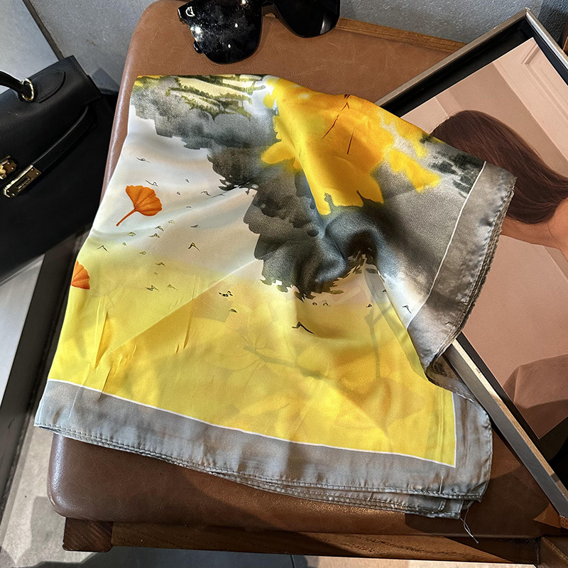 Bufandas de seda para mujeres 2025 primavera y otoño moda versátil temperamento minimalista 65cm bufandas de seda simuladas bufandas delgadas bufandas