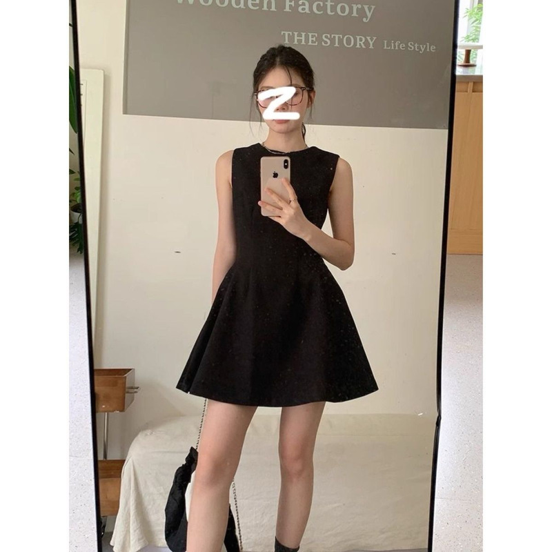 Summer New Style Round Neck Sleeveless Dress for Women, Petite and Elegant, Slimming High-End Tank Dress, Short A-Line Little Black Dress Summer New Style Round Neck Sleeveless Dress for Women, Petite and Elegant, Slimming High-End Tank Dress, Short A-Line Little Black Dress
