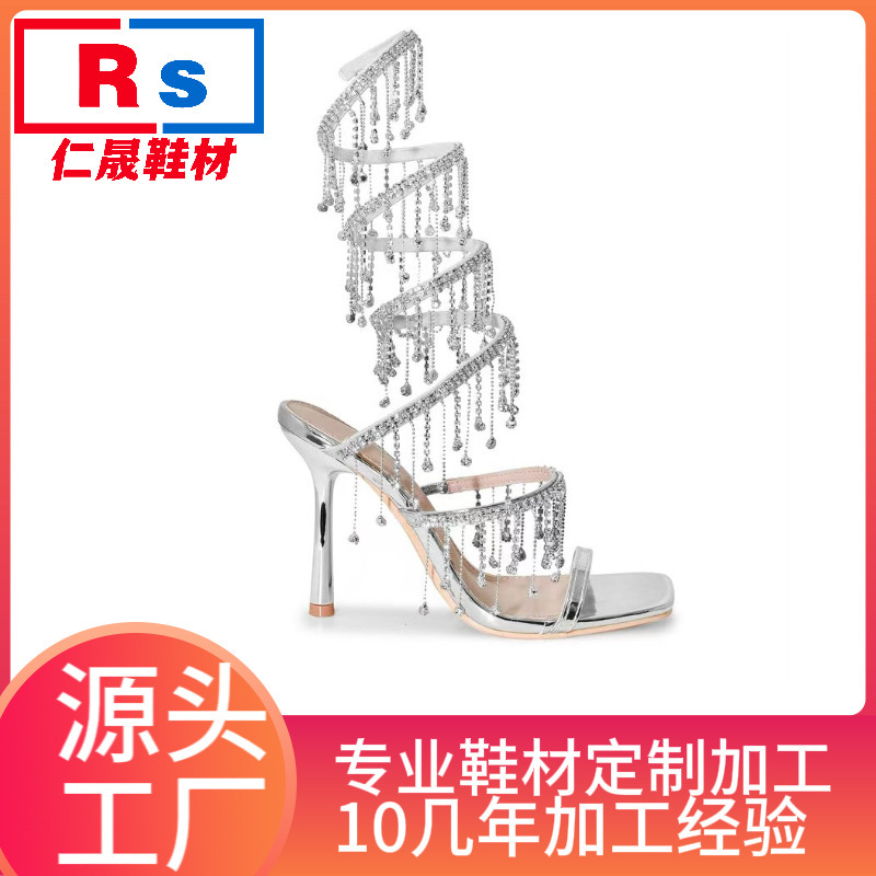 Diamond Snake-Shaped Winding Rhinestone Spring High-Heeled Women's Sandals Shoe Buckle Shoe Strap Accessories Snake-Shaped Winding Shoe Accessories