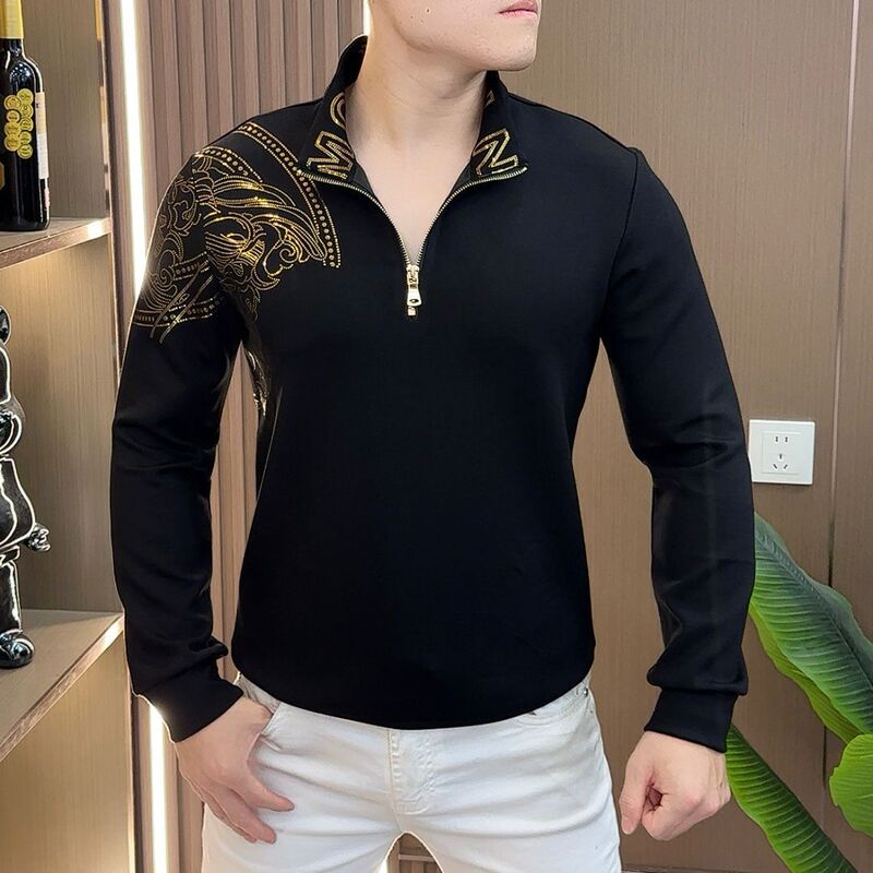 立襟氷糸半袖tシャツ男性青年潮牌半ファスナーが冷えています。|undefined