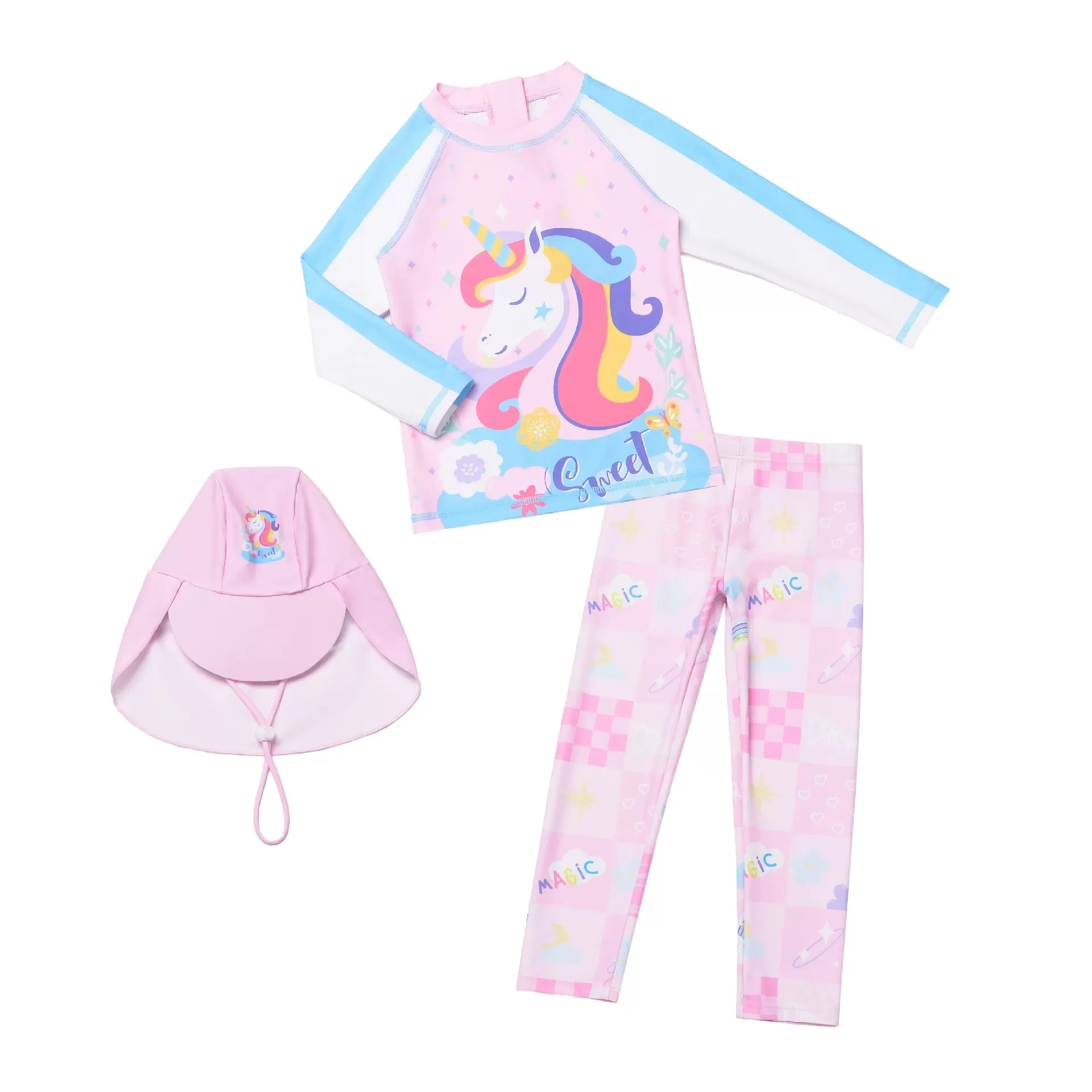 儿童泳衣女孩女童宝宝分体防晒长裤长袖速干中大童可爱游泳衣泳装