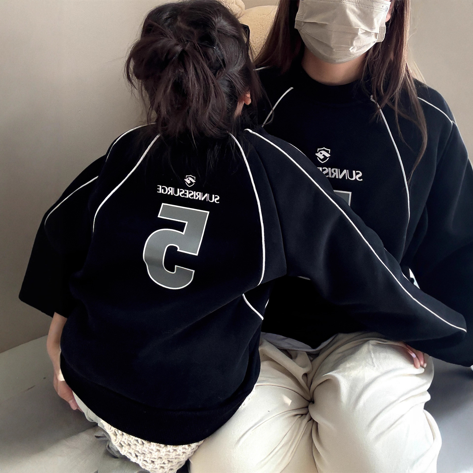 2026男童女童韩国亲子冬季加绒纯色圆领亲子韩版一家四口卫衣儿童