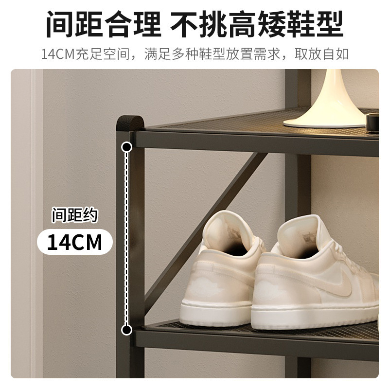 Zapatero de hierro forjado plegable, sin instalación en la puerta del hogar, metal simple 2023, nuevo gabinete de zapatos multicapa en blanco y negro explosivo