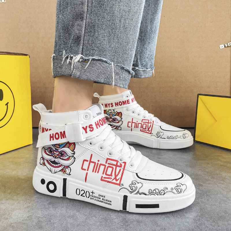 Dibujos animados de dibujos animados al por mayor gato y ratón de dibujos animados nombre conjunto Zapatos altos zapatos blancos casuales pareja estudiante deportes tablero zapatos