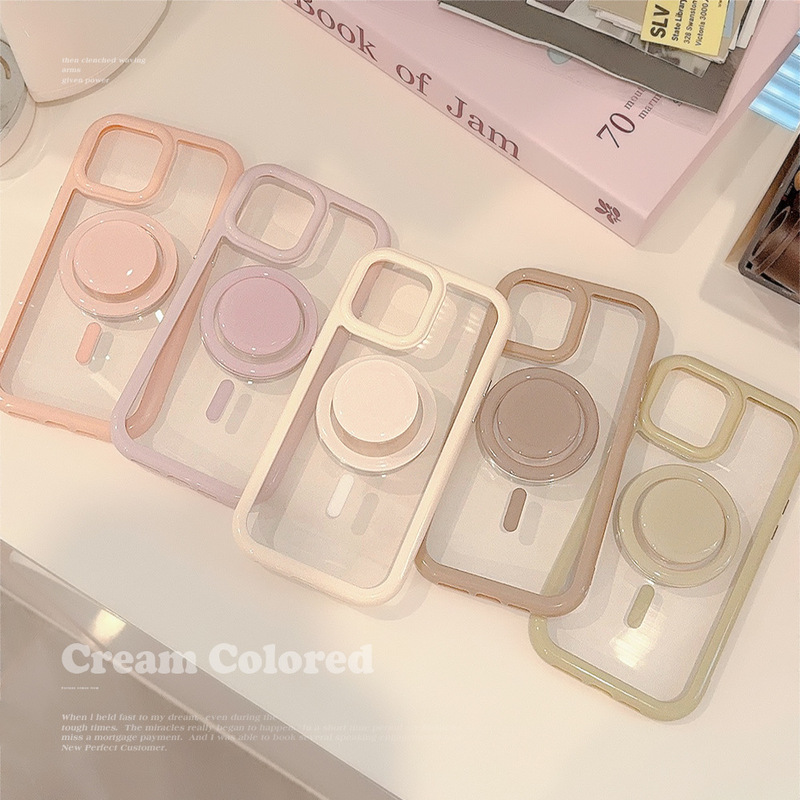 Minimalist Ins Solid Color Magnetic Stand iPhone 16 Apple Phone Case 17 Pro Max Compatible 14 Acrylic 13