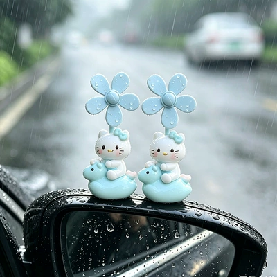 Car ornaments Electric Car Interior Decoration Rotating - decorative-item2-kt-cats-in-bluewith-adhesive