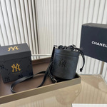 韩国2024新款MLB香水包NY压花满印休闲百搭单肩斜挎手提水桶包潮