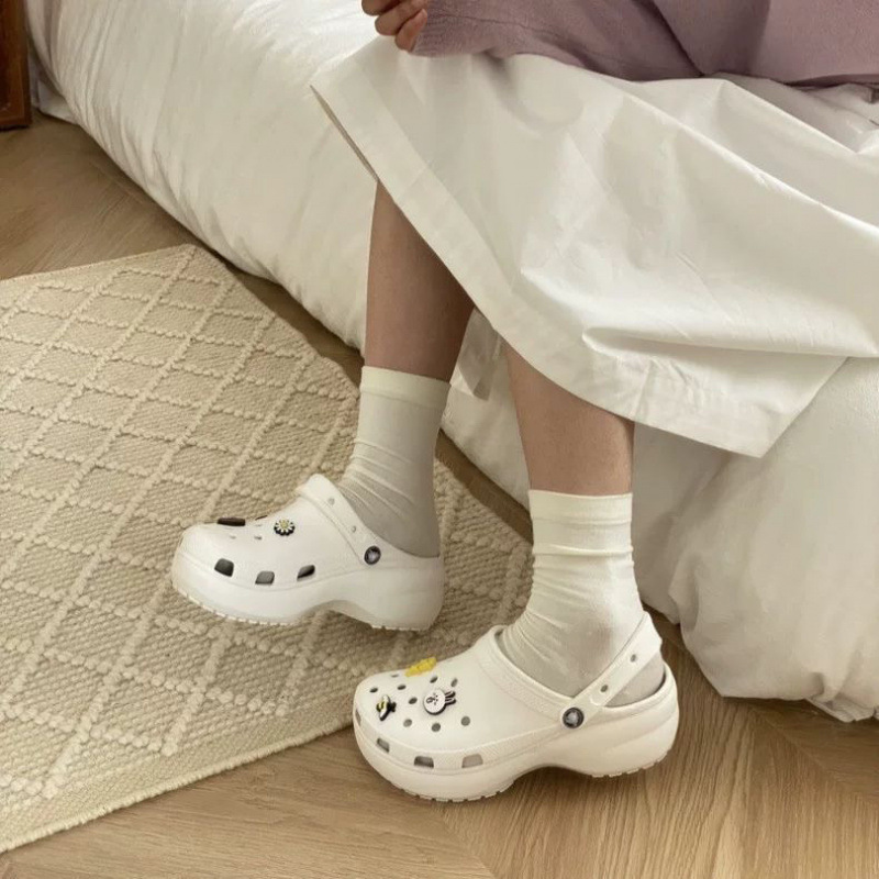 Cross Cloud Puff Croc Shoes Women's New Outerwear Summer Fashion Non-Slip Slippers Heightening Thick-Soled Beach Shoes