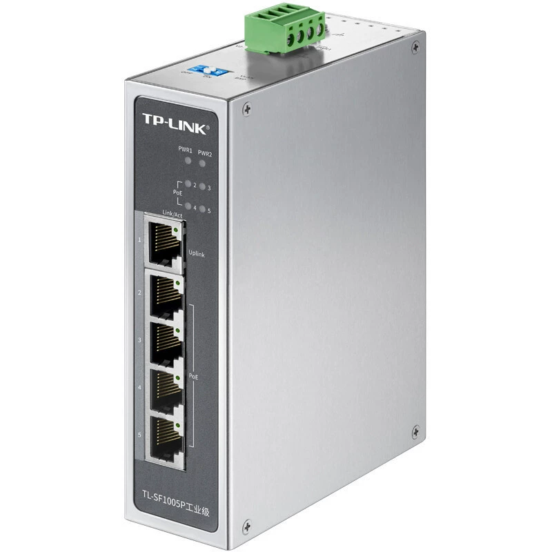 Промышленного класса 5-портовый PoE коммутатор TL-SF1005P с креплением на рельсе, общая мощность 120WTP-LINK