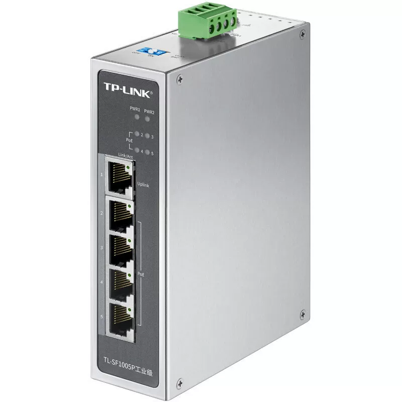 Промышленного класса 5-портовый PoE коммутатор TL-SF1005P с креплением на рельсе, общая мощность 120WTP-LINK