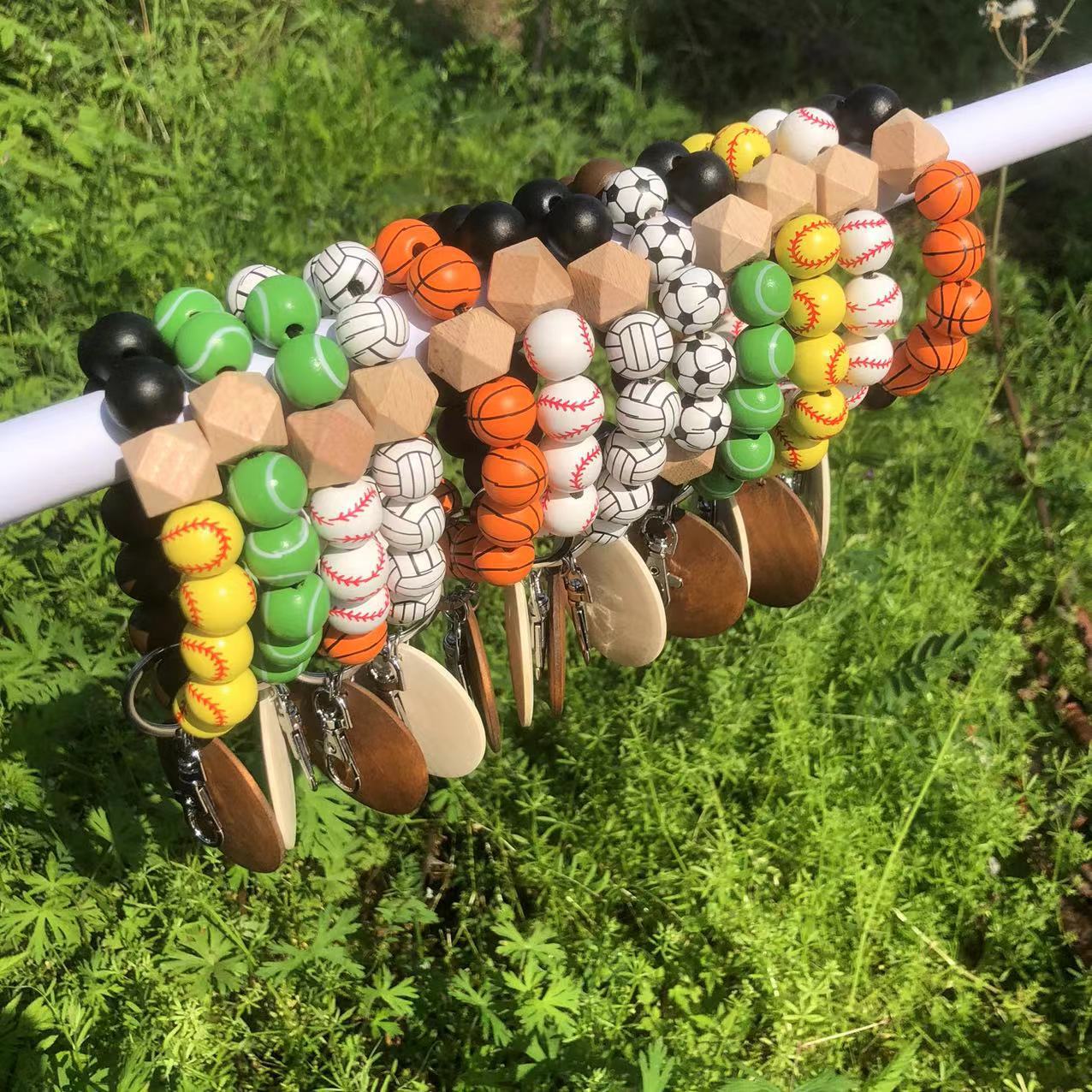 Football basketball beaded bracelet