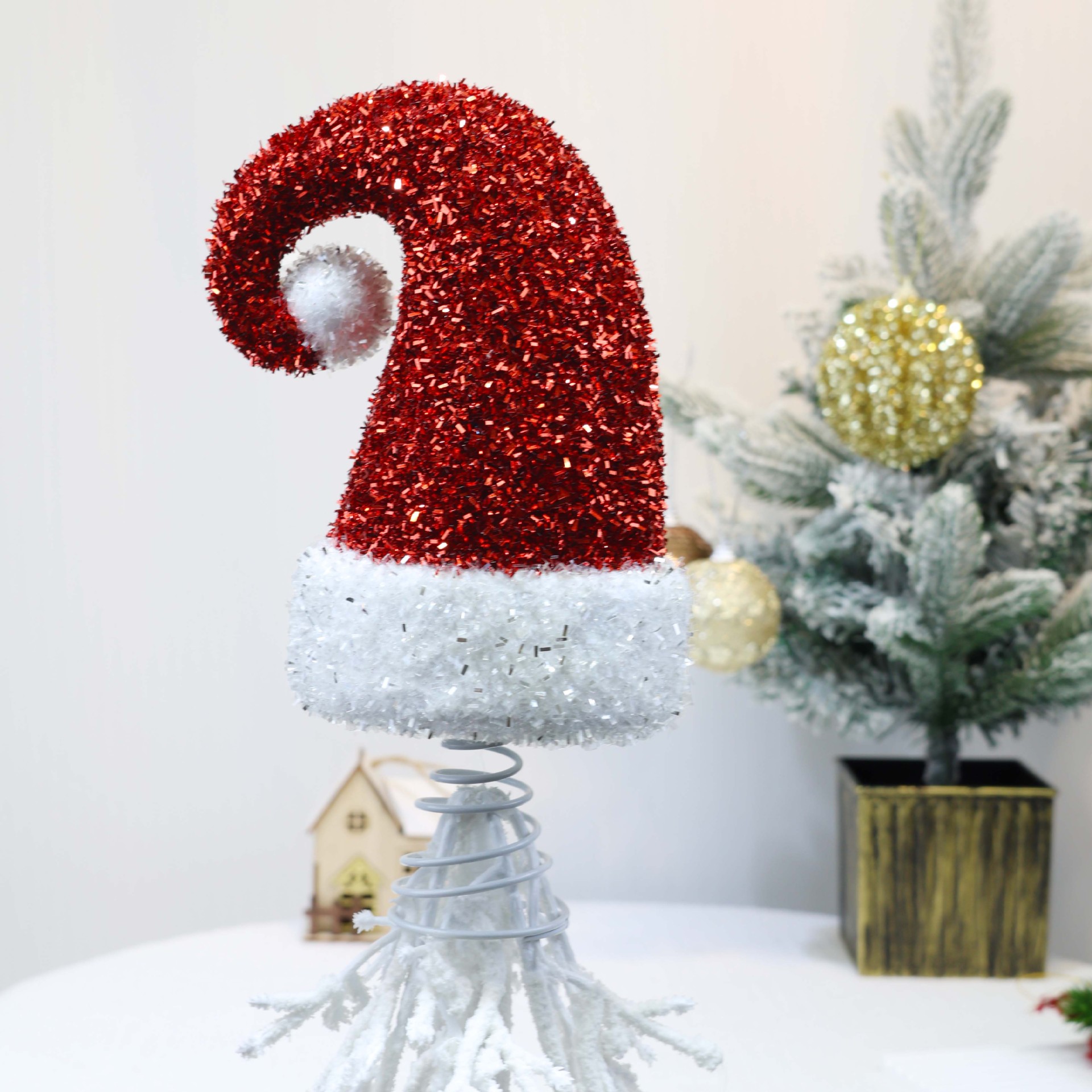 Cross-Border Christmas Sequin Tree Top Star Christmas Hat Holiday Party Decorations Spring Tree Top Star Window Christmas Tree
