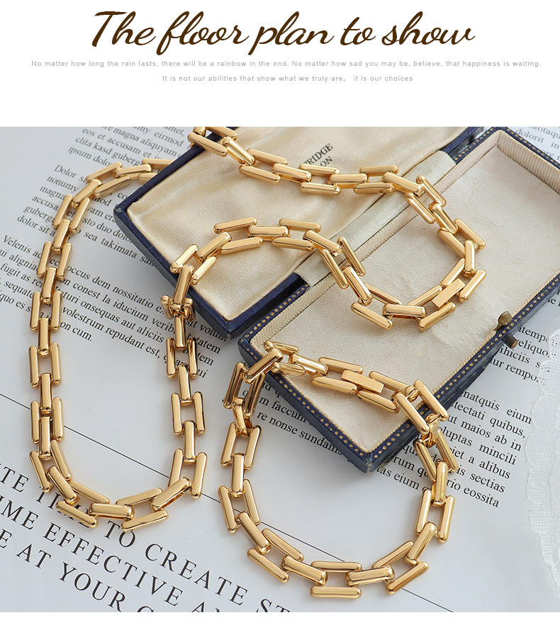 Fashion Square Buckle Metallic Titanium Steel Ornaments Necklace Earrings Set