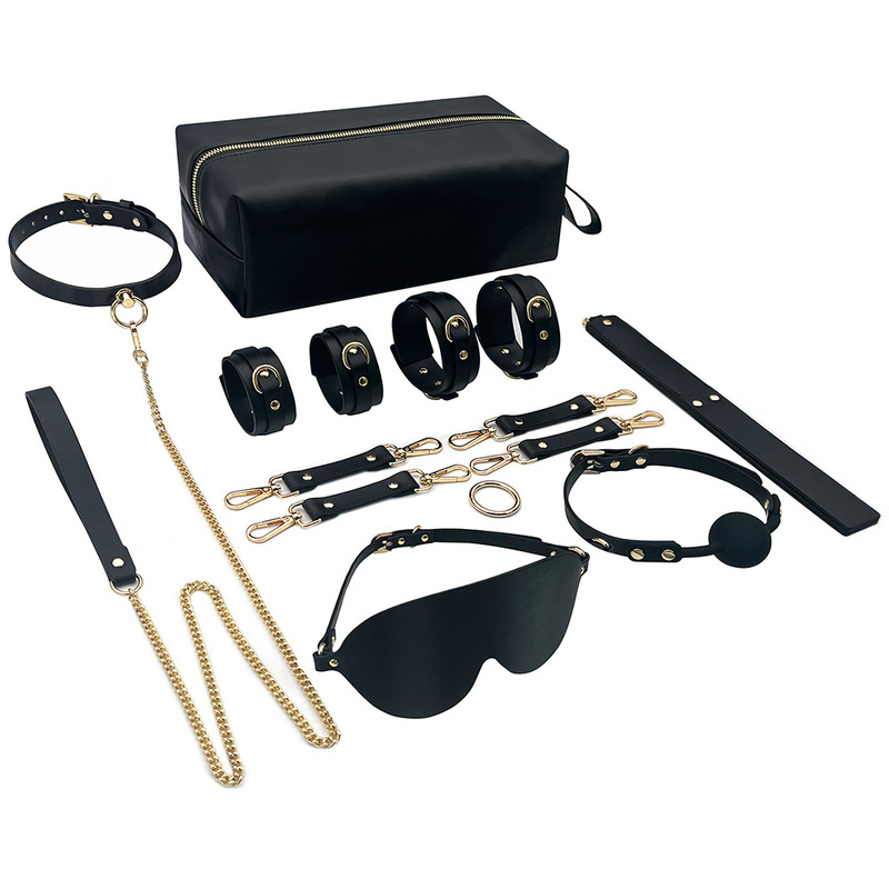 Factory Spot Wholesale Sm Fun 9-Piece Set Genuine Leather Cosmetics Bag Hand and Foot Cuffs Mouth Ball Eye Mask Drop Shipping Factory Spot Wholesale Sm Fun 9-Piece Set Genuine Leather Cosmetics Bag Hand and Foot Cuffs Mouth Ball Eye Mask Drop Shipping