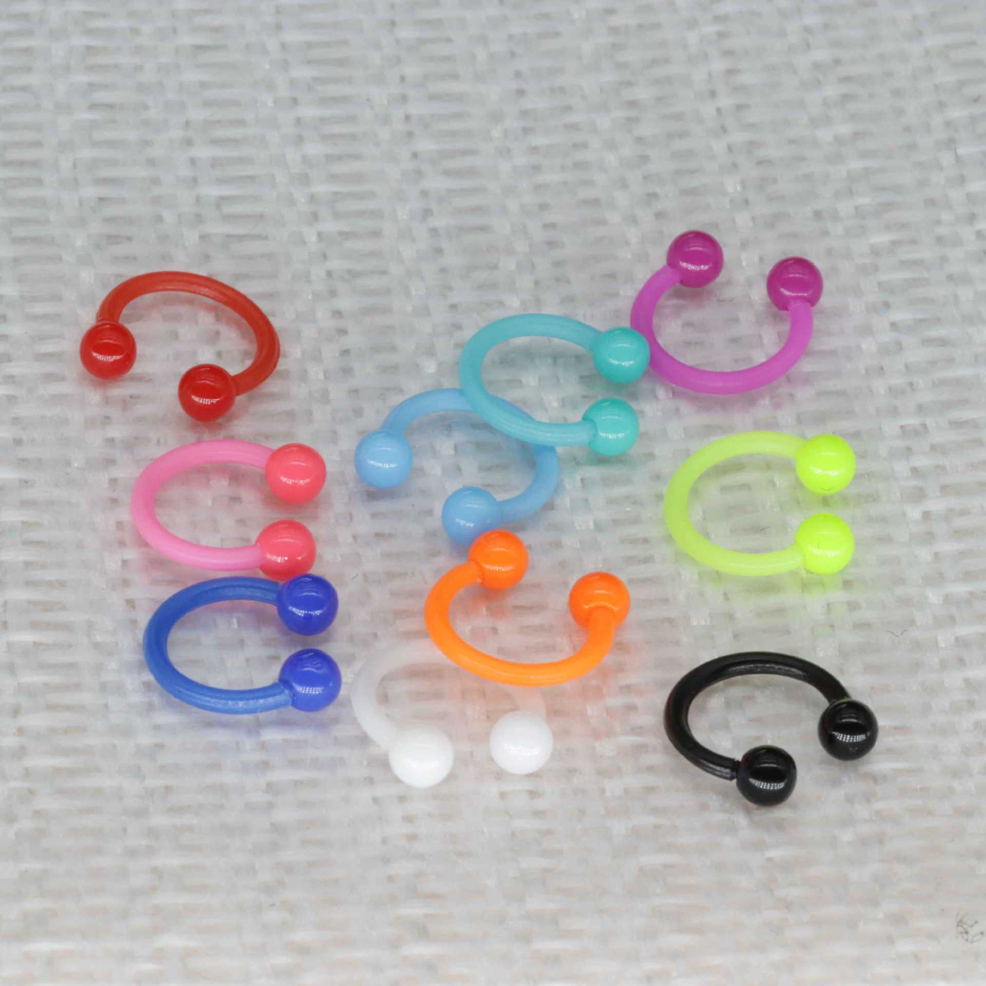 Cross-Border E-Commerce New Product Acrylic Solid Color C-Shaped Soft Rod Round Ball Nose Stud Nose Ring Manufacturer Piercing Jewelry Wholesale