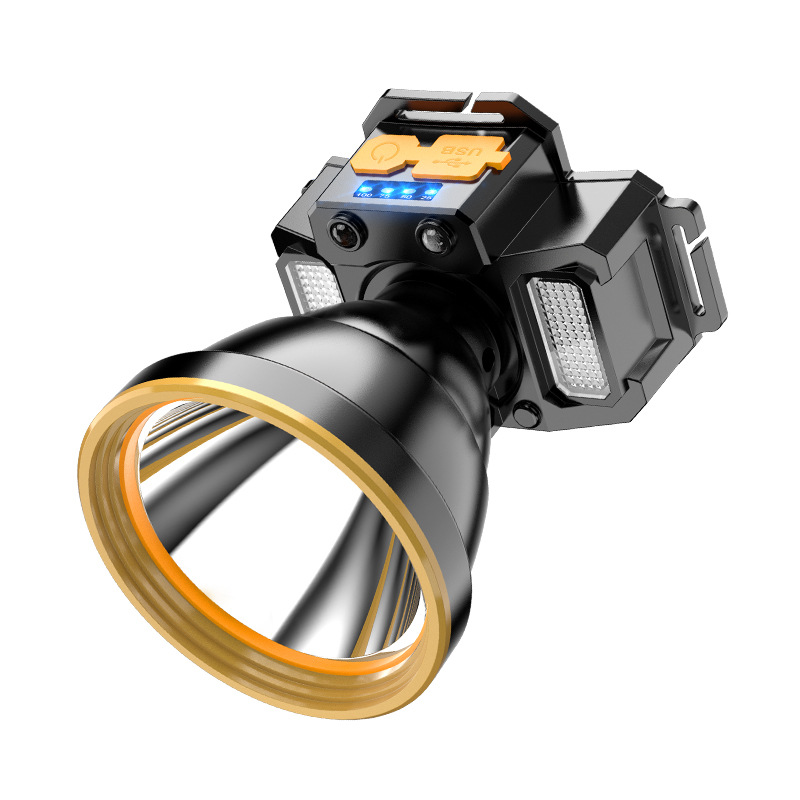 Lámpara de cabeza cargable super brillante iluminación montada en la cabeza inducción de larga duración de la batería al aire libre pescar por la noche linterna doméstica