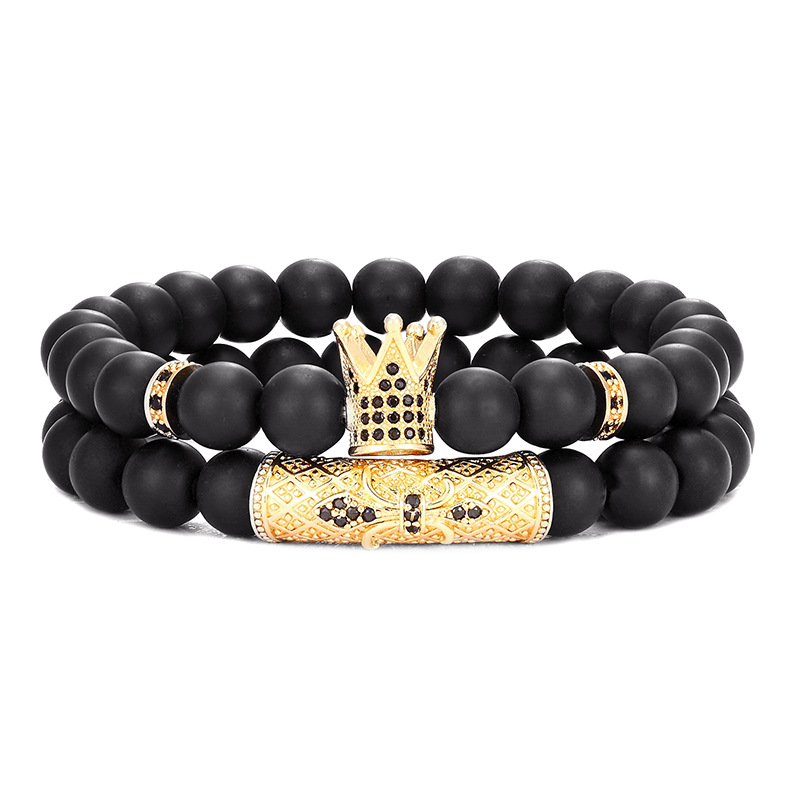 56g Weight Hip-Hop Geometric Crown Glass Unisex Bracelets