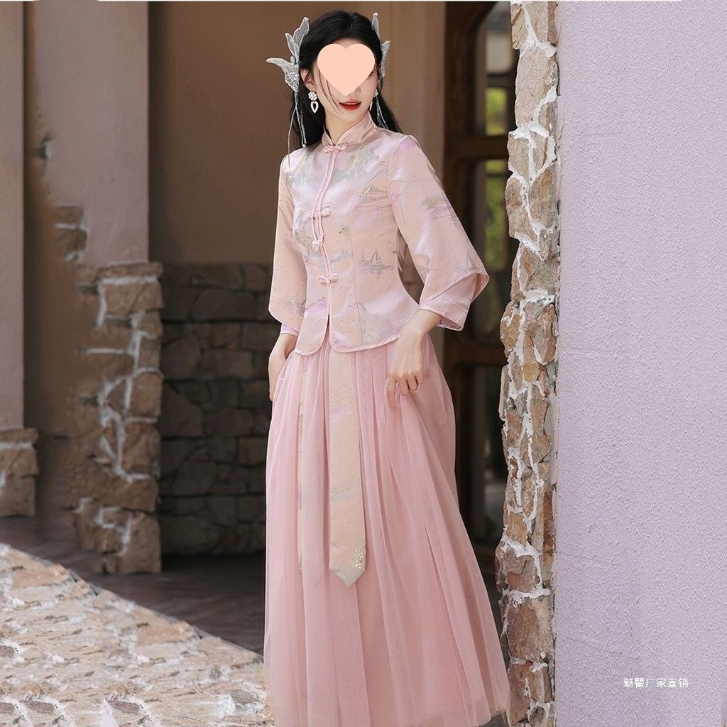 Bridesmaid Dress Chinese Style Four Seasons Chinese Style Bride Wedding Bridesmaid Group Sister Dress Slimming Cheongsam Autumn and Winter Dress