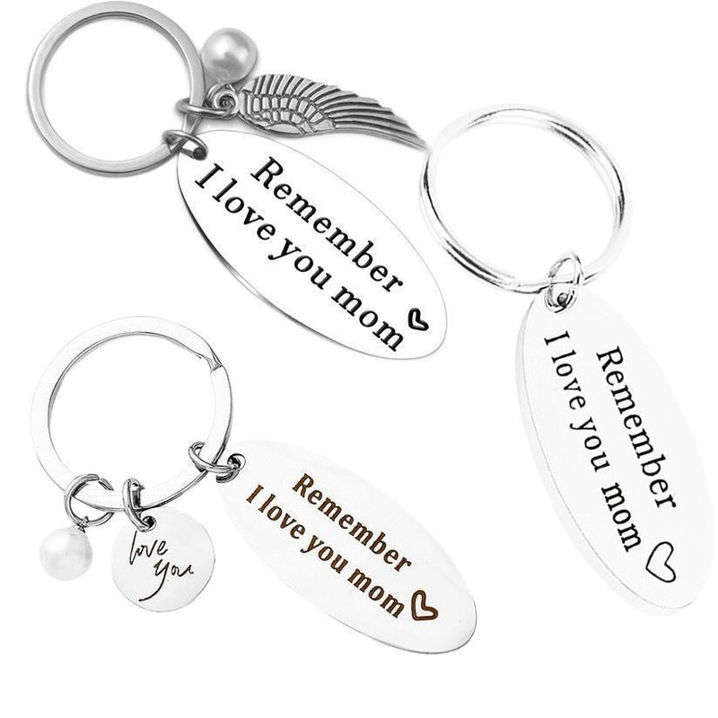 European and American Remember I Love You Mom Dad Stainless Steel Keychain Mother's Day Thanksgiving Gift Pearl European and American Remember I Love You Mom Dad Stainless Steel Keychain Mother's Day Thanksgiving Gift Pearl